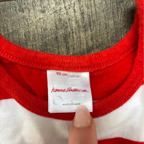 Hanna Anderson Red and White Striped Kids Dress with Strawberry Print - Picture 2 of 3